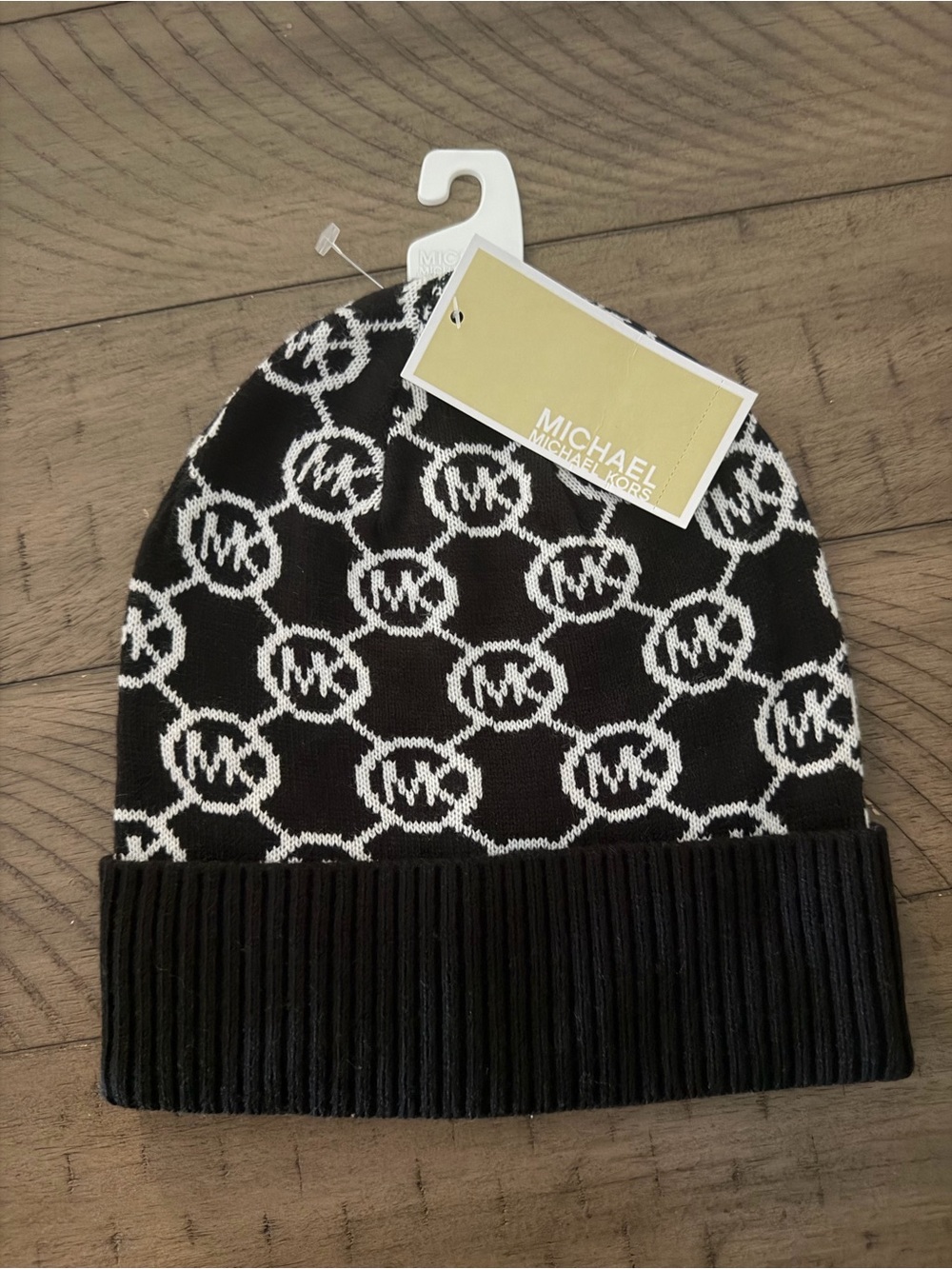 Michaels Black & White Logo Knit Beanie